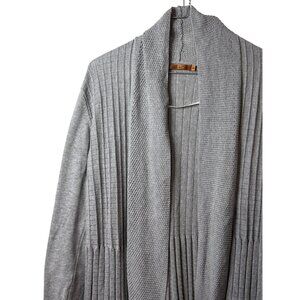 Belldini Womens Medium Gray Ribbed Cardigan Sweater Preppy Cozy Open Front Knit